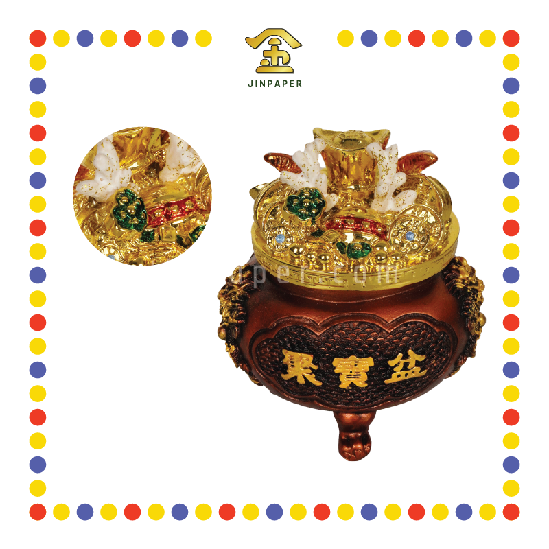 LUCKY GOODS 4寸 红铜色高脚聚宝盆