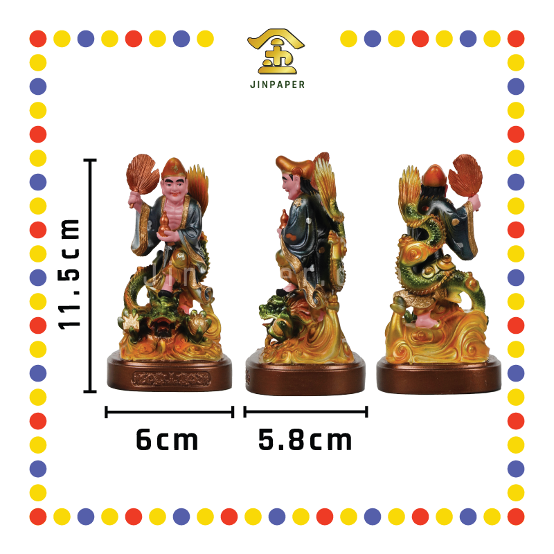 PRAYING STATUE 4寸 金缕彩粉脸站圆底踏龍济公