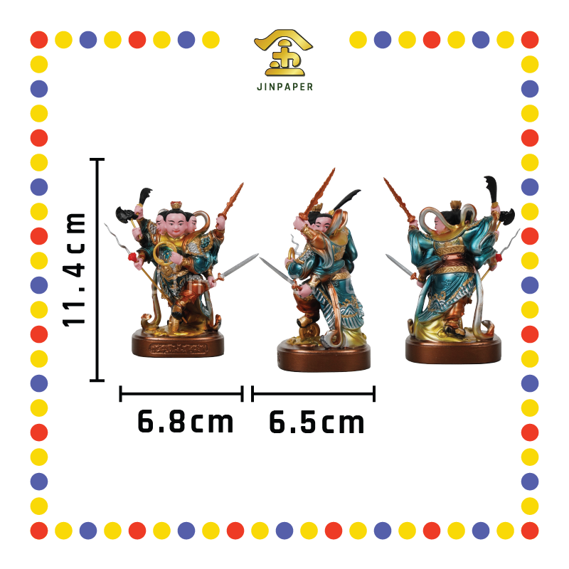 PRAYING STATUE 4寸 金缕彩站圆底三头六臂