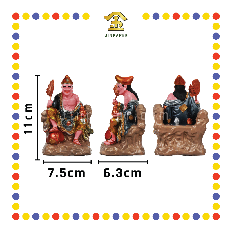 PRAYING STATUE 4寸 金缕彩粉脸坐山济公