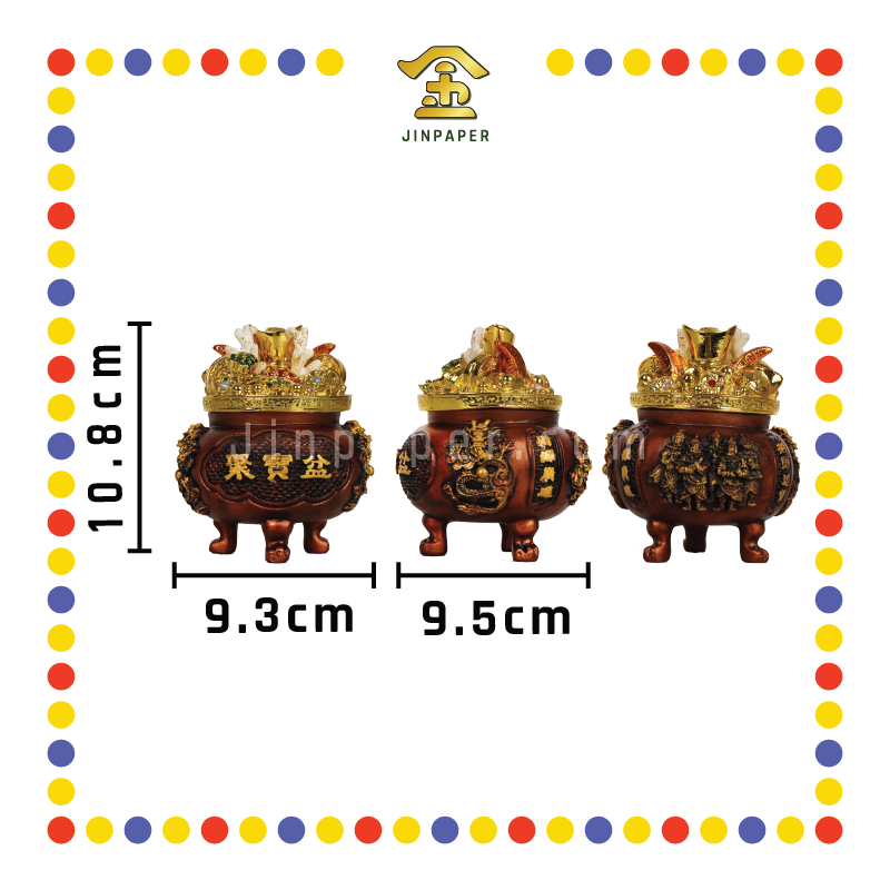 LUCKY GOODS 4寸 红铜色高脚聚宝盆