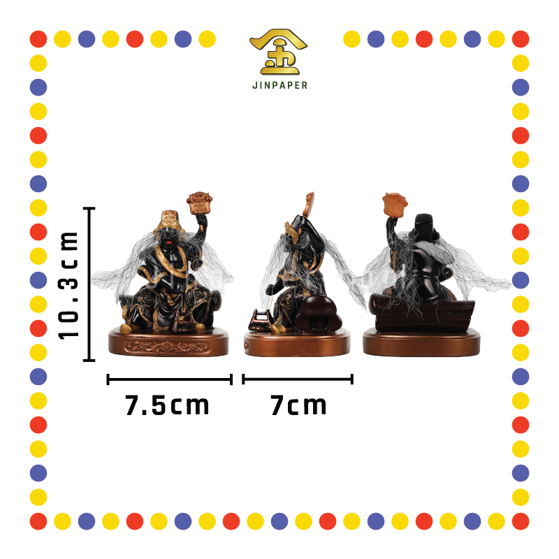 PRAYING STATUE 4寸 珍珠淡彩粉脸坐棺大二伯爷(对)