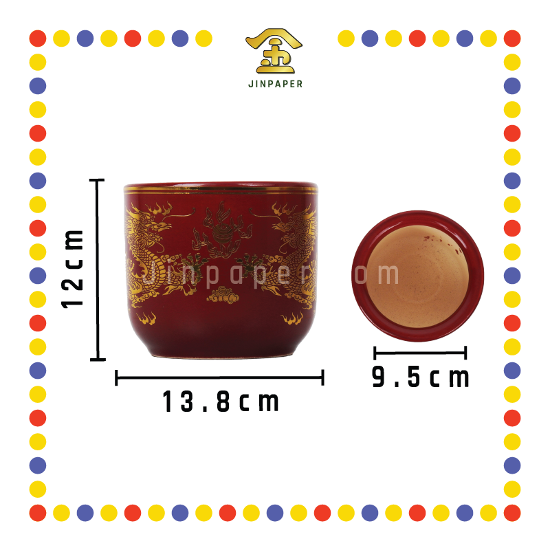 PRAYING CENSER 50号 朱红双龙香炉 (香炉)