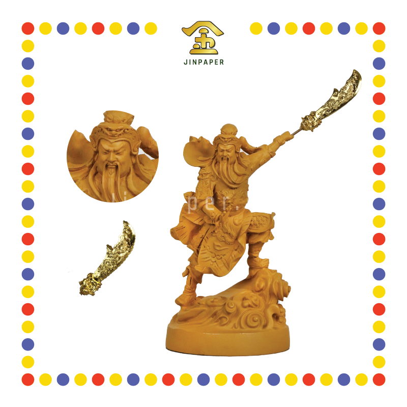 PRAYING STATUE 5寸 站木色云舞刀关帝