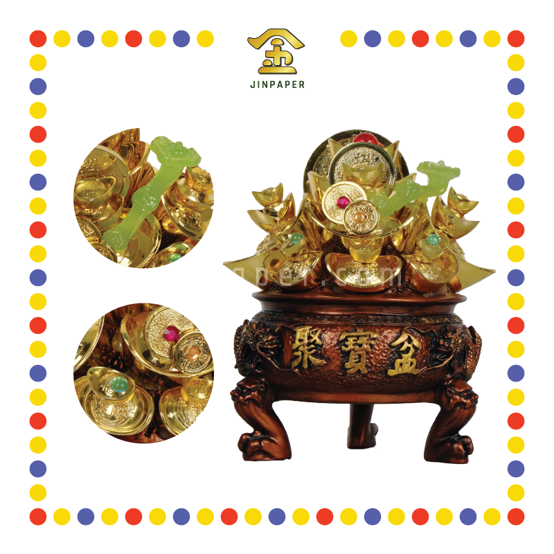 LUCKY GOODS 5寸 红铜色高脚聚宝盆