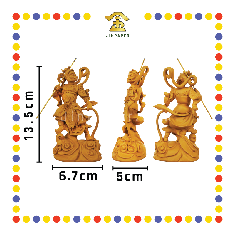 PRAYING STATUE 5寸 站木色拿彩带大圣爷