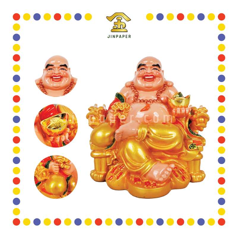 PRAYING STATUE 5寸 彩色龙椅笑佛