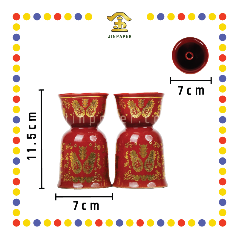 PRAYING CANDLESTICK 5号 朱红金旺旺烛台