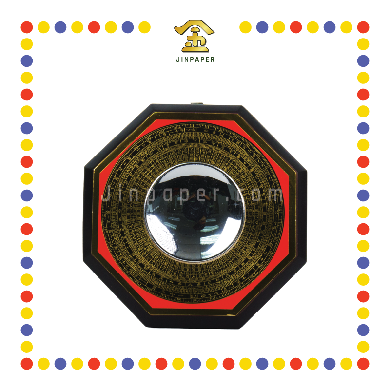 PRAYING GROCERIES 6.5''羅盘八卦镜 凹镜(银镜)