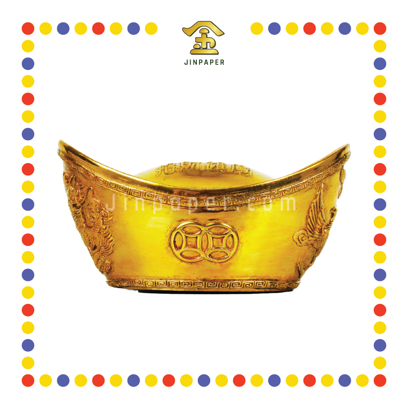 PRAYING GROCERIES 6寸 铜镀金龙凤招财元宝