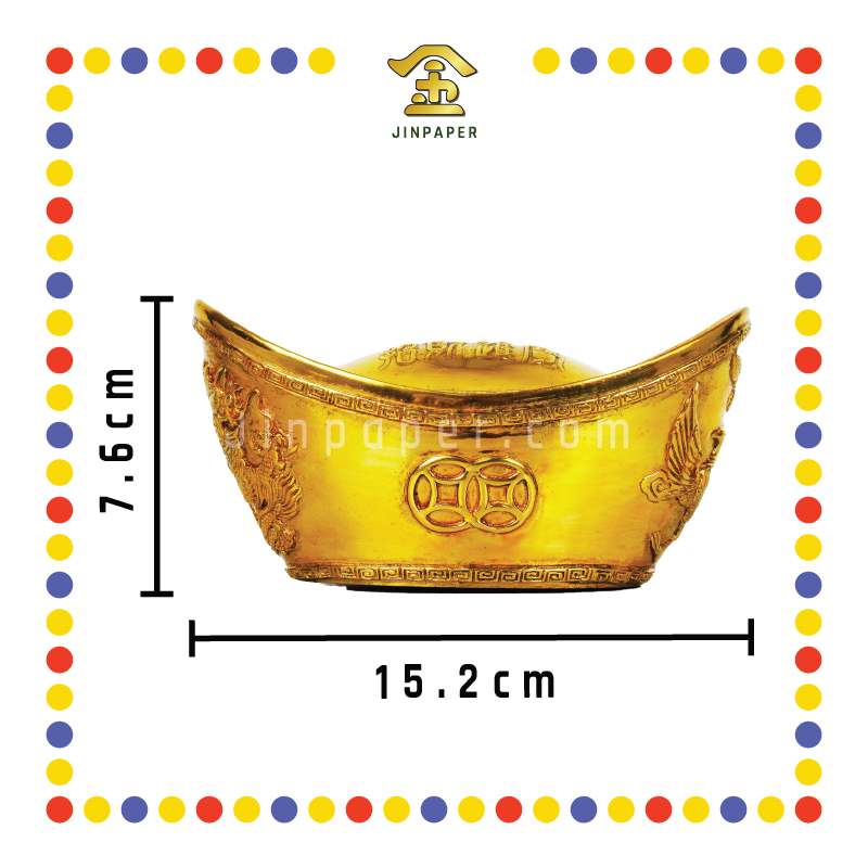 PRAYING GROCERIES 6寸 铜镀金龙凤招财元宝