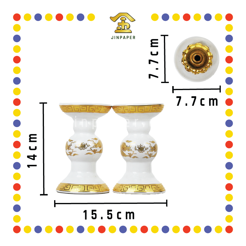 PRAYING CANDLESTICK 6寸 白瓷双龙三用烛台