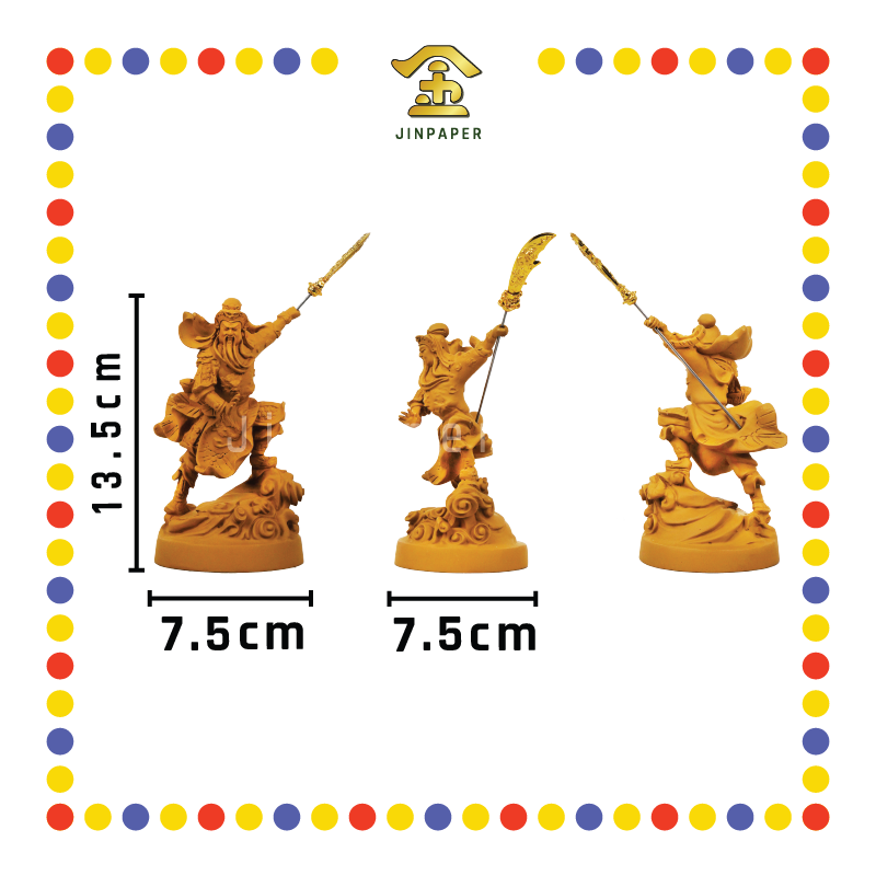 PRAYING STATUE 6寸 木色站云舞刀关公