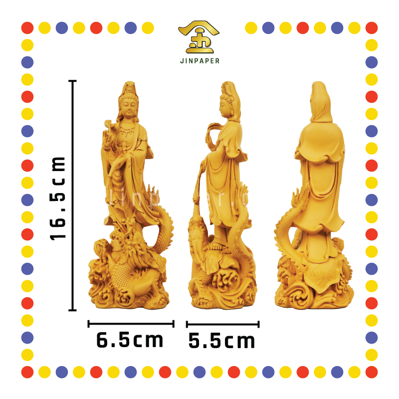 PRAYING STATUE 6寸 木色站龙观音