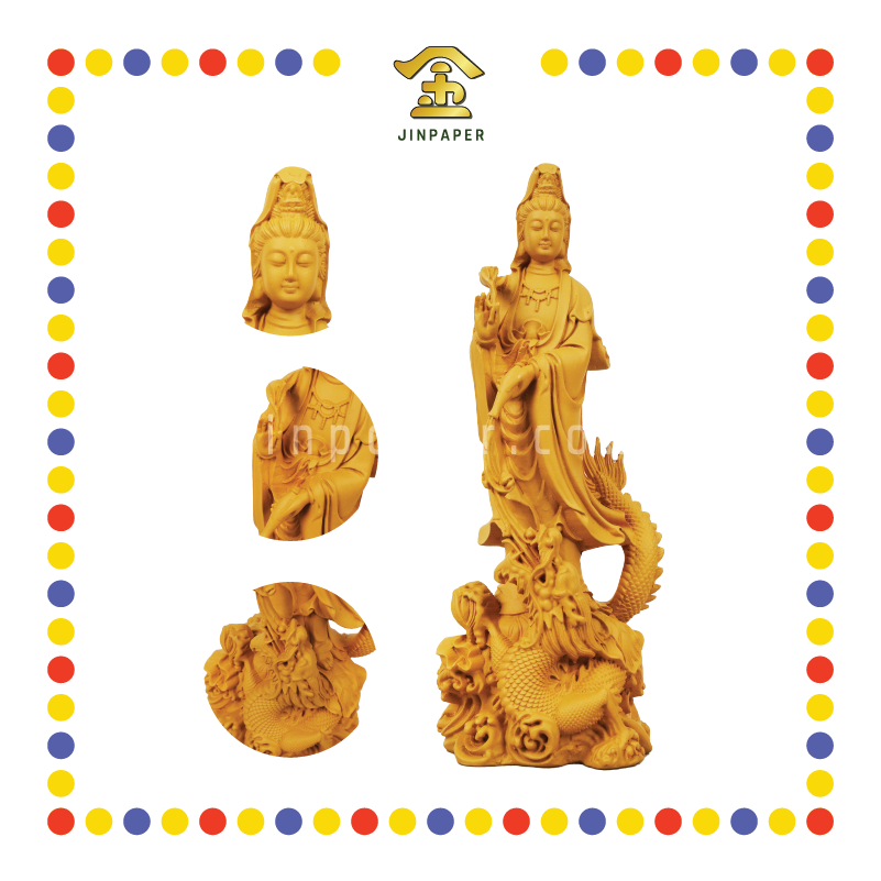 PRAYING STATUE 6寸 木色站龙观音