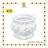 PRAYING CENSER【6寸/7寸/8寸】白玉描金莲花香炉 (香炉)