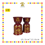 PRAYING CANDLESTICK【6号/5号/4号/3号】朱红烛台(描金, 宝钱)