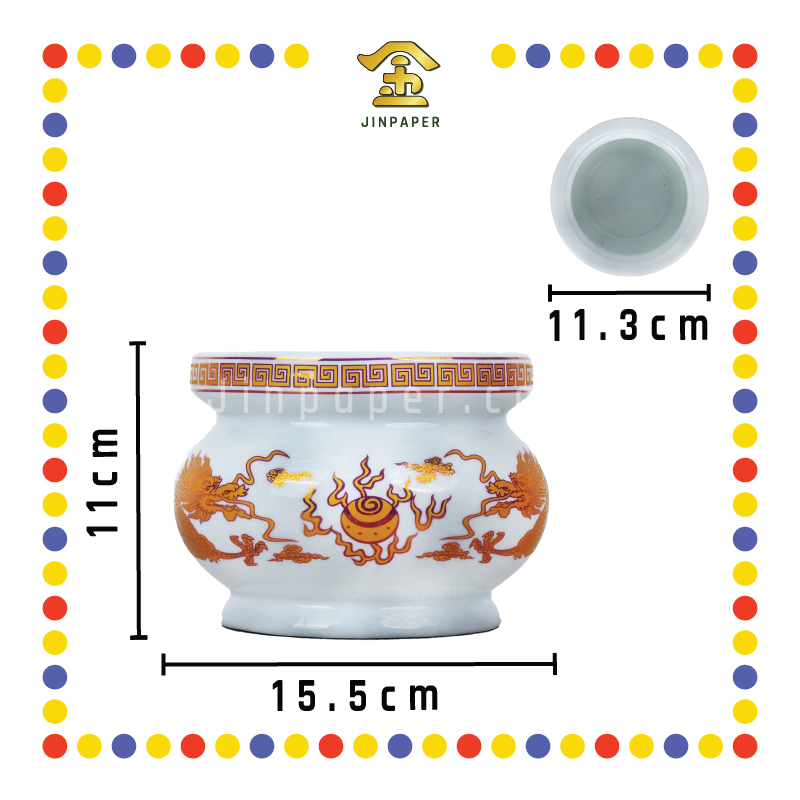 PRAYING CENSER【6寸/7寸/8寸】白瓷双龙香炉