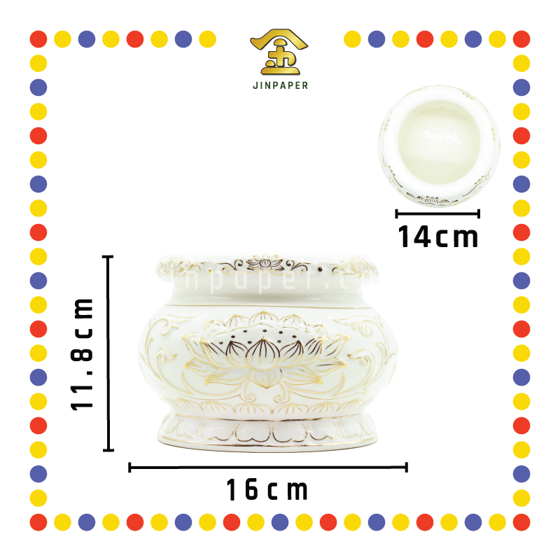 PRAYING CENSER【6寸/7寸/8寸】浮雕莲花香炉 (香炉)