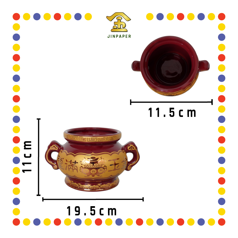 PRAYING CENSER【6寸/7寸】朱红福寿祖先炉