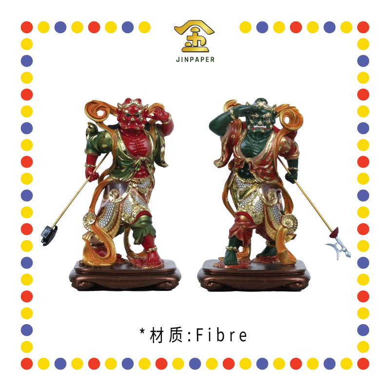 PRAYING STATUE 8寸 树脂珍珠淡彩新体千里眼顺风耳(对)