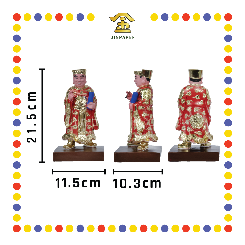 PRAYING STATUE 8寸 树脂珍珠漆文武判官(对)