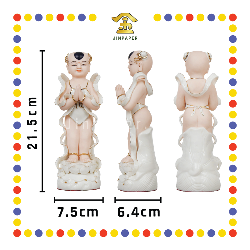 PRAYING STATUE 9寸 高温肤色描金善财玉女