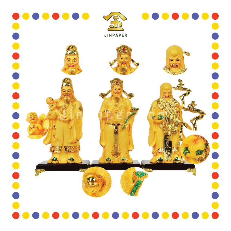 PRAYING STATUE 9寸 沙金三星(含木底座)