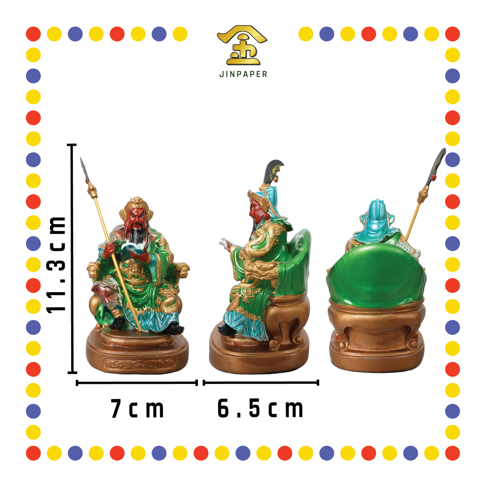 PRAYING STATUE 4寸 金缕彩坐关公