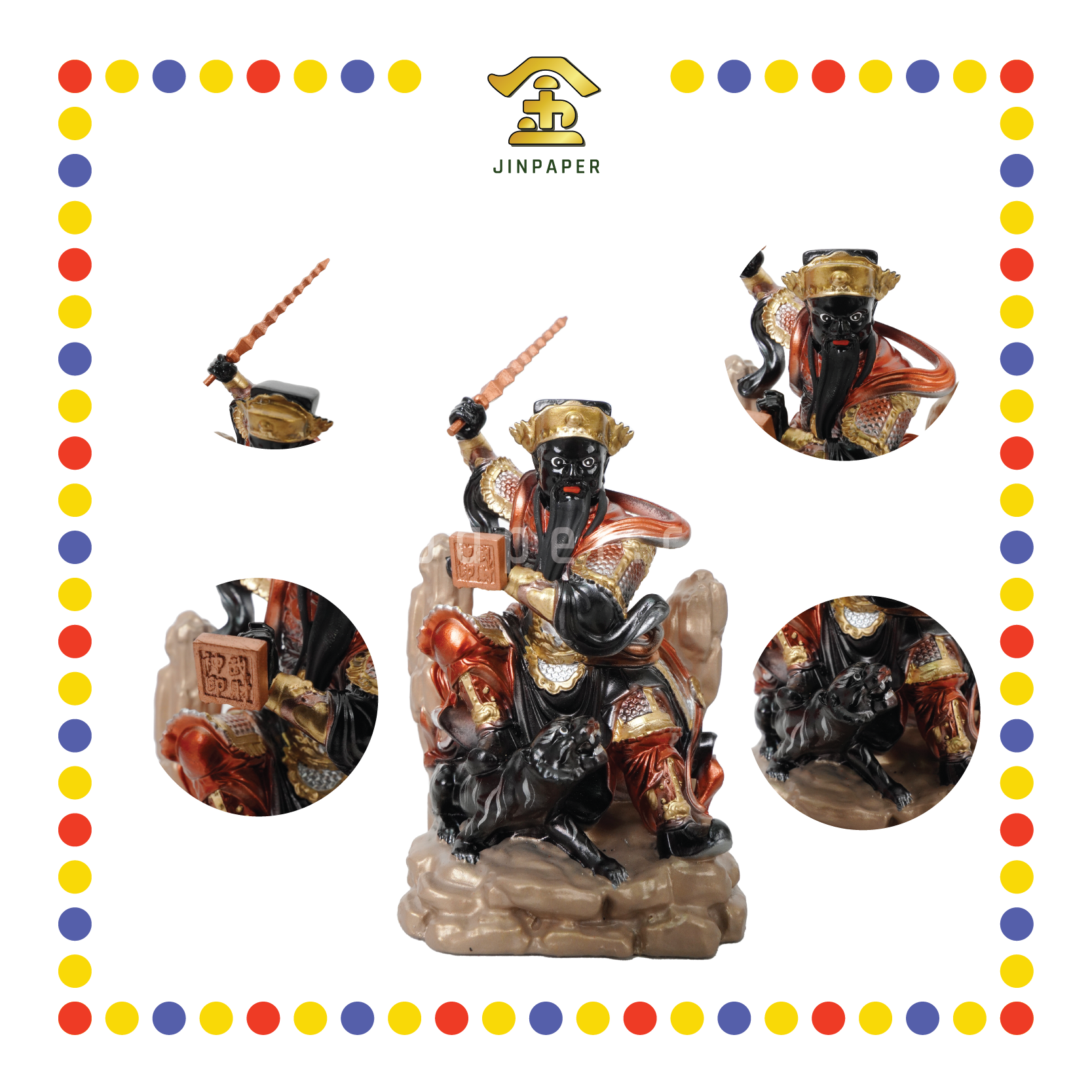 PRAYING STATUE 4寸 金缕彩坐山武财神
