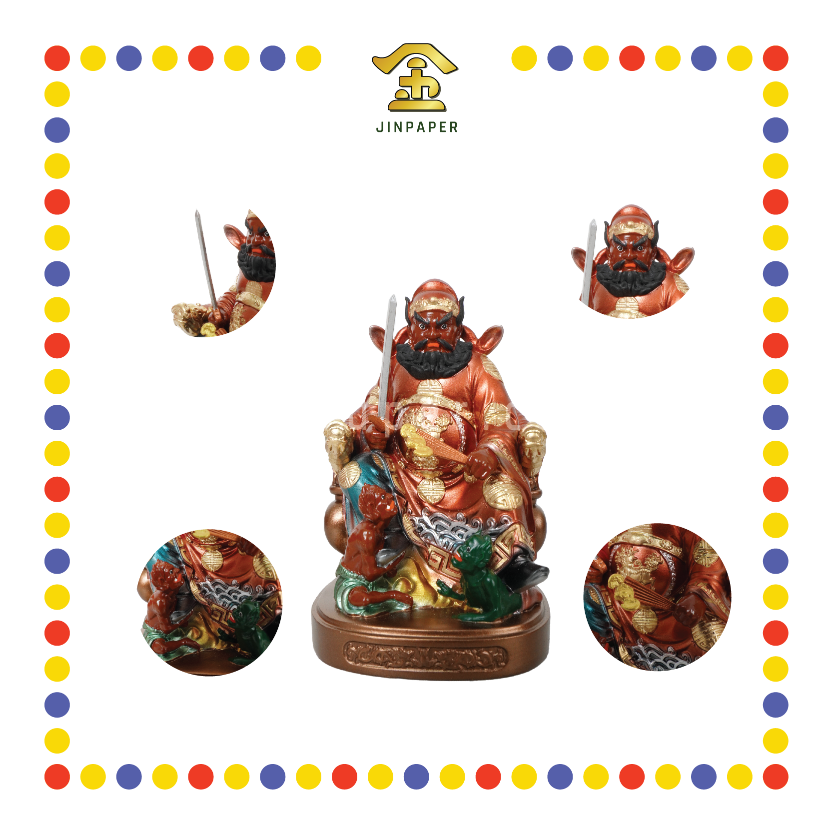 PRAYING STATUE 4寸 金缕彩坐钟馗