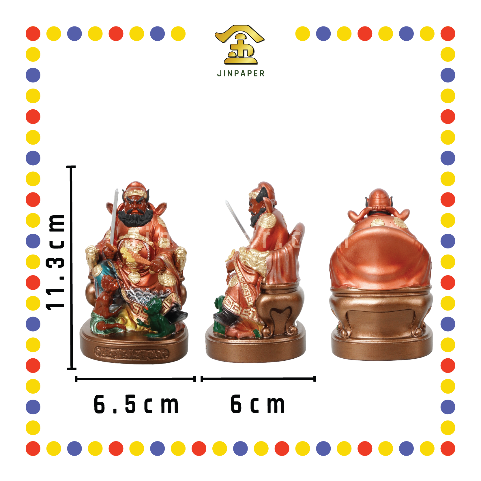 PRAYING STATUE 4寸 金缕彩坐钟馗