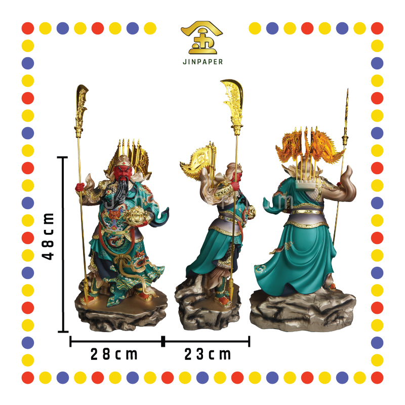 PRAYING STATUE 19" 树脂素彩玉龙拖宝关公