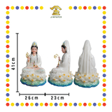 PRAYING STATUE 16" 实心白衣彩祥福观音
