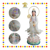 PRAYING STATUE 19" 实心富贵白祥福西方三圣观音