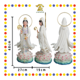 PRAYING STATUE 19" 实心富贵白祥福西方三圣观音