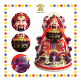 PRAYING STATUE 19" 实心富贵红圆底九龙财神