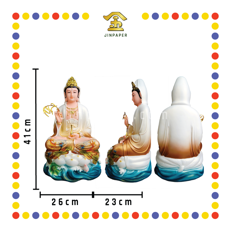 PRAYING STATUE 19" 仿汉白玉咖哑新水浪观音