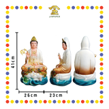 PRAYING STATUE 19" 仿汉白玉咖哑新水浪观音
