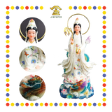 PRAYING STATUE 19" 实心富贵白哑光骑龙观音