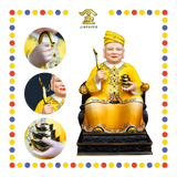 PRAYING STATUE 15" 陶瓷黄衣帽剑拐元宝拿督公