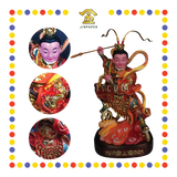PRAYING STATUE 16" 树脂坐手工古彩圆座双轮太子