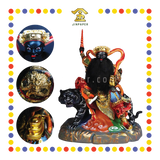PRAYING STATUE 16" 树脂手工古彩带骑武财神