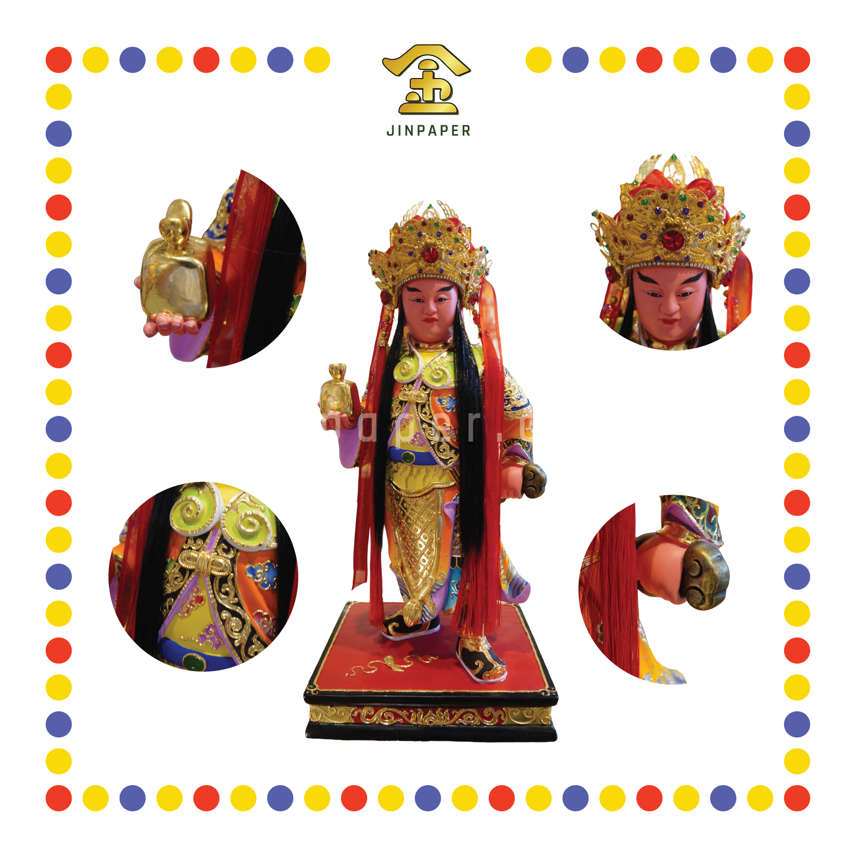 PRAYING STATUE 16" 木雕植发关平