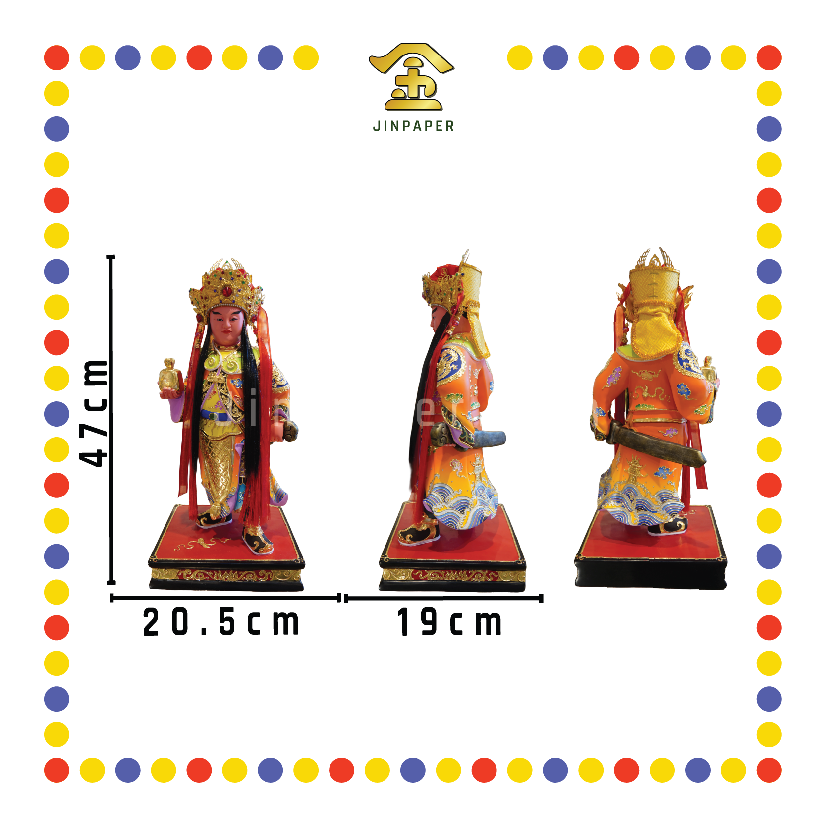 PRAYING STATUE 16" 木雕植发关平