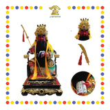 PRAYING STATUE 16" 木雕植须戴冠新款文武关公