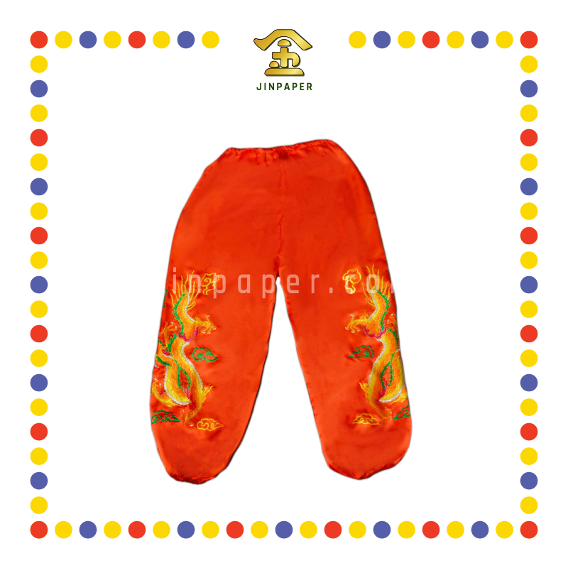 CLOTH EMBROIDERY 火珠绣龙裤(红)