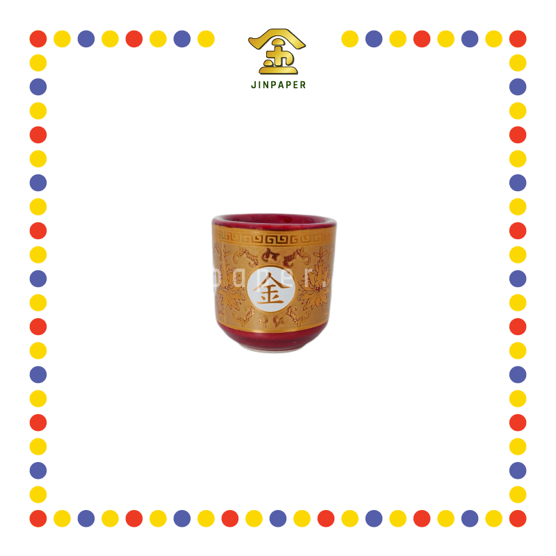 PRAYING CUP 朱红金边桶形杯(金玉)