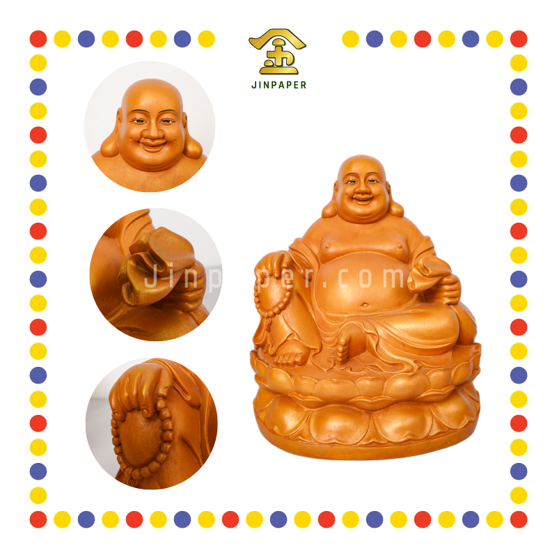 PRAYING STATUE 11寸 木色弥勒佛