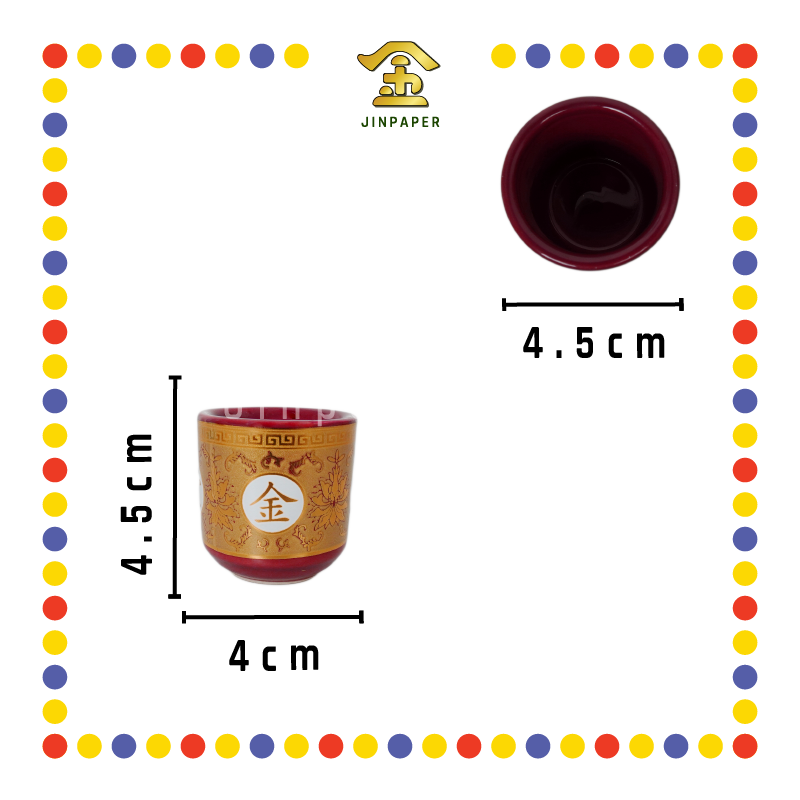 PRAYING CUP 朱红金边桶形杯(金玉)